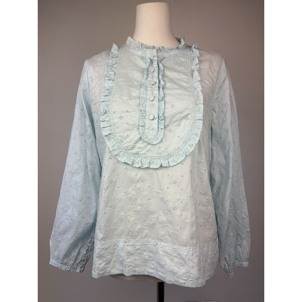 J.Crew Eyelet Lace Bib Top Size M Edwardian Victorian Prairie Cottage Country